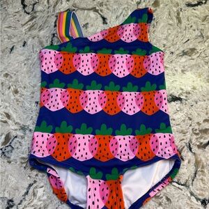 Hanna Andersson Navy 1pc Swimsuit with Red and Pink Strawberries